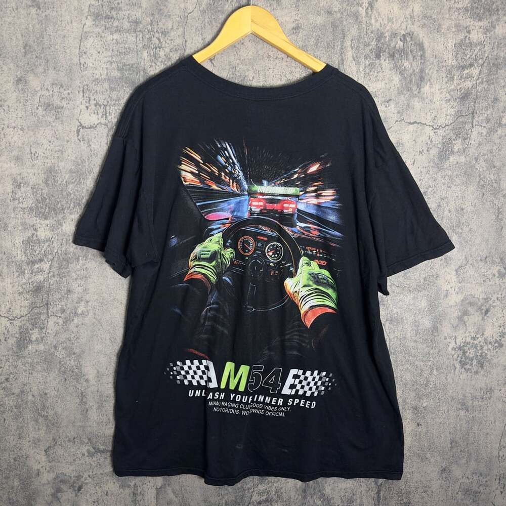 Vintage M54 Racing Club Black Graphic T-Shirt Size 2XL